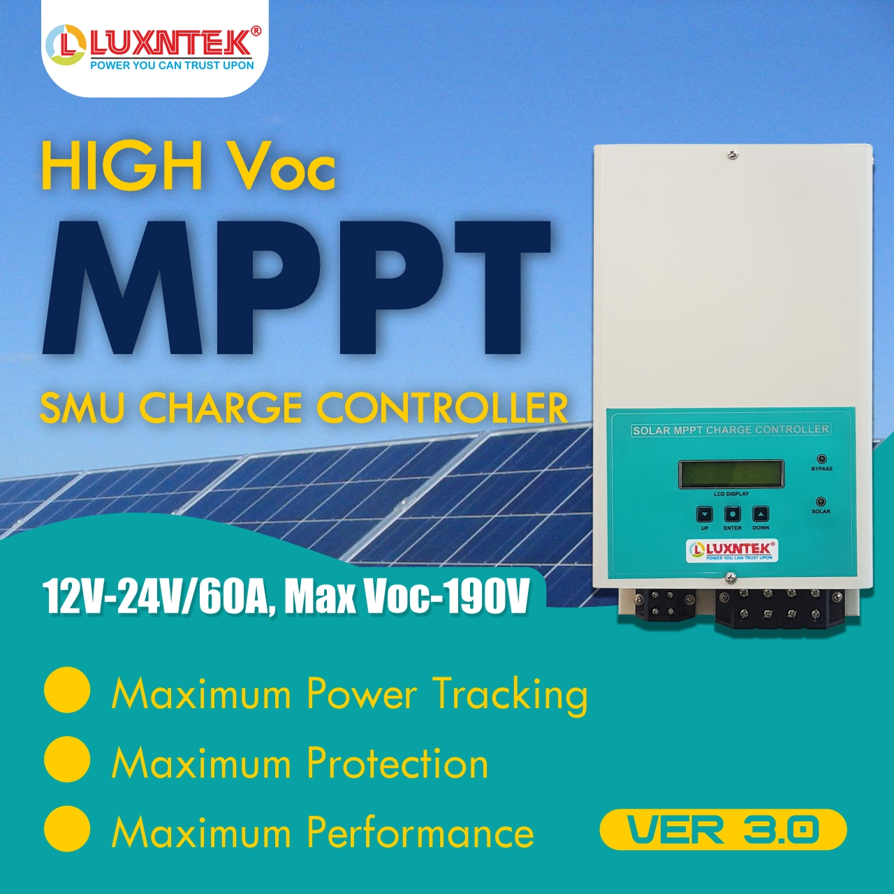 Solar MPPT Charge Controllers 60A